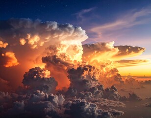 Fiery Sunset Cloudscape Aerial View.
