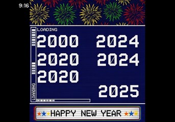 New Year's loading screen with fireworks