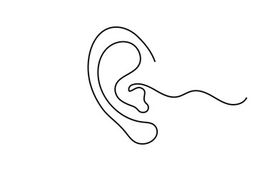 Fototapeta premium Minimalist Continuous Line Art of a Human Ear - Isolated Vector Icon Design