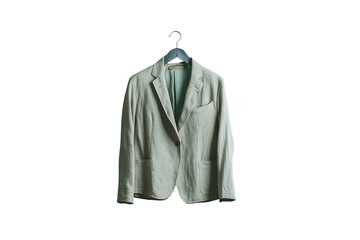 gray coat on  hanger isolated on white background