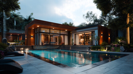 Fototapeta premium Luxury House with Pool