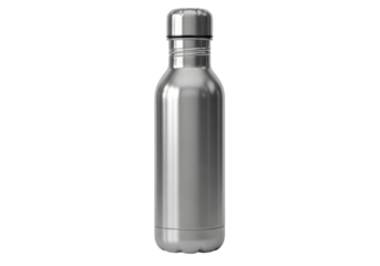 Sleek Silver Stainless Steel Water Bottle with Screw Cap, Perfect for Hydration on the Go