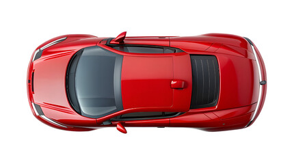 Red Car Top View Isolated on Pure White Background &ndash; High-Resolution PNG Clipart