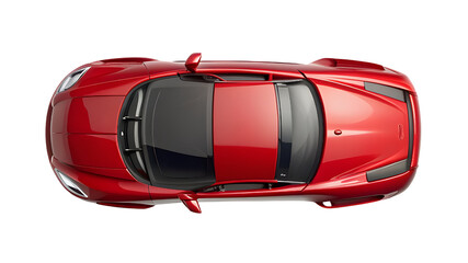Red Car Top View Isolated on Pure White Background &ndash; High-Resolution PNG Clipart