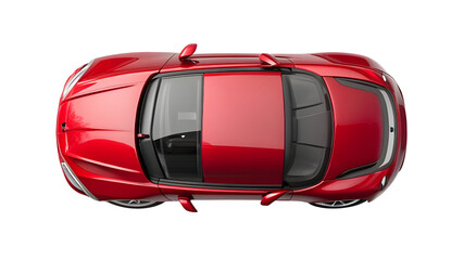 Red Car Top View Isolated on Pure White Background &ndash; High-Resolution PNG Clipart