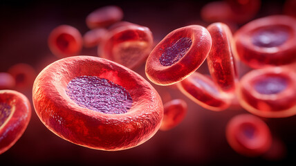 Blood cells traveling through the circulatory system, visualizing oxygen transport and the foundation of human physiology.
