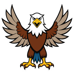 Obraz premium Fierce Eagle Spreading Wings Open Beak