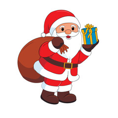 Santa Claus with a bag of gifts isolate on a white background