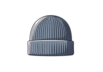 A stylized depiction of a gray ribbed beanie against a black backdrop.