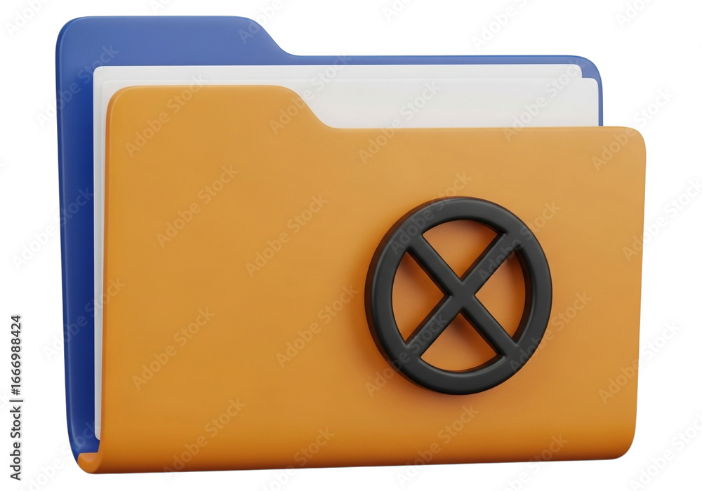 Aufkleber digital security concept symbol overlayed on an orange folder with blue tab and white documents tran