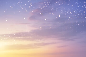 Dreamy watercolor sky with soft clouds and twinkling stars at dusk