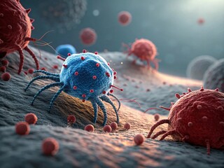 Future Medicine Against Cancer concept of futuristic robotic anti cancer cells