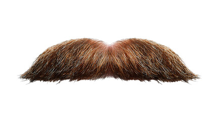 A fluffy, vintage-style mustache in shades of brown, perfect for adding character to any costume or playful design., transparent png, cutout