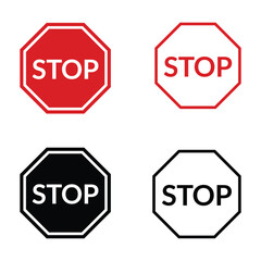 Traffic Stop Sign Set with Red and Black Variations