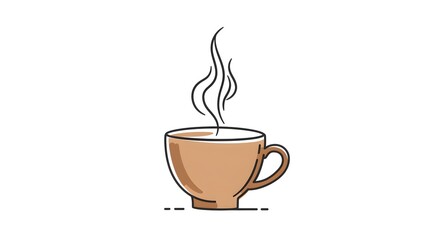 Warm Steaming Coffee Cup: Simple Line Art Illustration, Cozy and Inviting Beverage Graphic.
