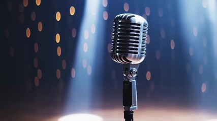 Vintage Microphone on Stage: Spotlight Ready for Performance