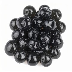Caviar on Isolated White Background – Lustrous Black Pearls with Glossy Finish and Macro Studio Lighting