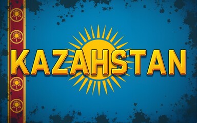 kazakhstan editable text effect with kazakhstan flag pattern suitable for poster design about holiday, Feast day or kazakhstan independence day moment. High quality