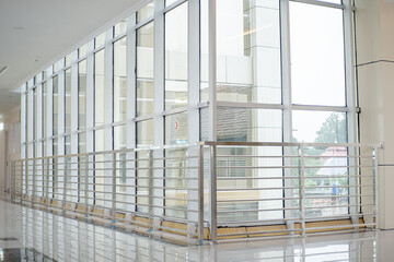 Obraz premium Minimalist glass windows in a room. Glass windows. Modern minimalist style interior.