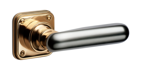 Elegant door handle showcasing a blend of gold and silver finishes, perfect for modern or classic interiors. transparent png