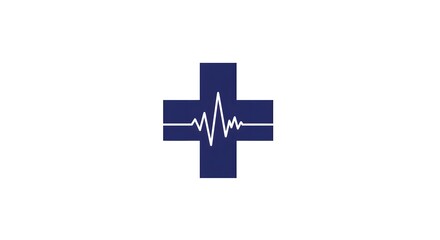Obraz premium Modern Medical Cross Logo: Heartbeat Pulse Graphic Design, Professional Healthcare Branding Element.