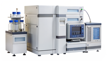 Advanced chromatography equipment isolated on transparent background, used for scientific research and pharmaceutical analysis in the laboratory