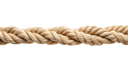 Fototapeta premium Detailed close up of a twisted rope isolated on transparent background, showcasing its texture and strength for nautical or rustic design