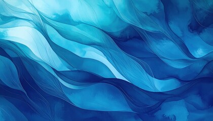 Abstract blue watercolor waves design for meditation, tranquility, relaxation themes or fluid art concepts suitable for spa or wellness promotions