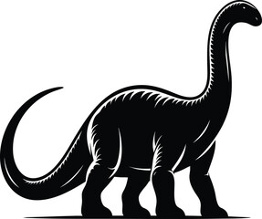 Long Neck brontosaurus dinosaur silhouette vector illustration isolated on white background © Md Hasan