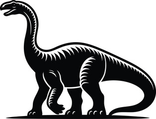 Long Neck brontosaurus dinosaur silhouette vector illustration isolated on white background © Md Hasan