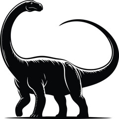 Long Neck brontosaurus dinosaur silhouette vector illustration isolated on white background © Md Hasan