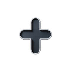 Fototapeta premium Dark gray plus symbol with rounded corners isolated on a transparent background