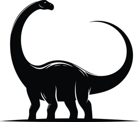 Long Neck brontosaurus dinosaur silhouette vector illustration isolated on white background © Md Hasan