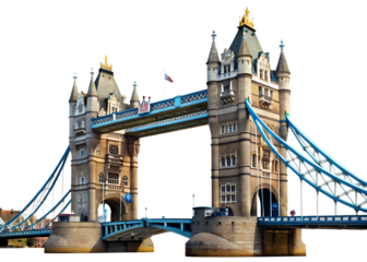 Tower bridge in london, a famous landmark and iconic symbol of the city, isolated on transparent background