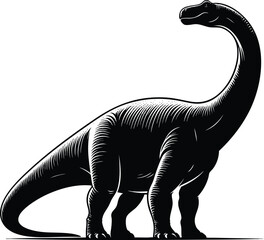 Long Neck brontosaurus dinosaur silhouette vector illustration isolated on white background © Md Hasan