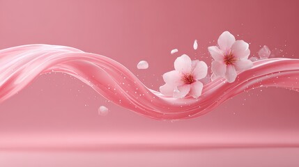 A delicate pink swirl with cherry blossom petals, evoking a serene and elegant atmosphere.