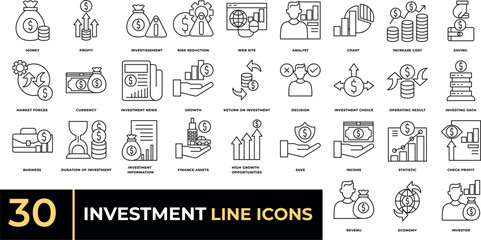 Investment line icons 