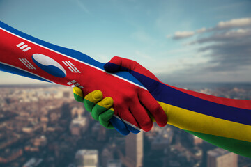 Shaking hands North Korea and_Mauritius