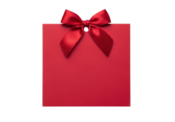 Elegant red gift bag with satin bow tied beautifully on top for festive occasions and special celebrations transparent background