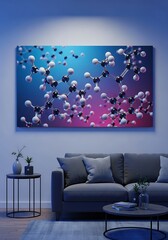 Abstract molecule art on wall