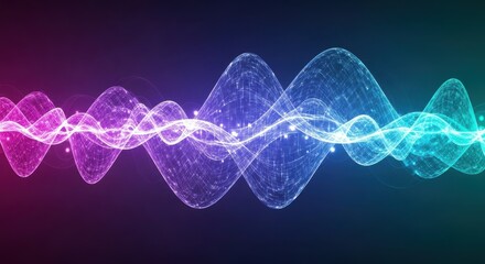 Abstract visualization of a colorful sound wave pulsing with energy and light