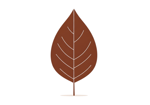 A simple, stylized depiction of a brown leaf against a black background. - Powered by Adobe