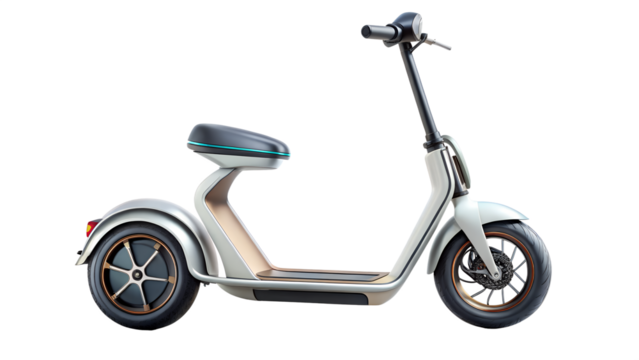 Electric scooter isolated on transparent background, a modern and ecofriendly transportation for urban mobility and personal commuting