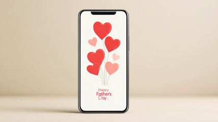 Smartphone displaying heart bouquet graphic for father’s day celebration