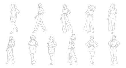 Diverse women showcasing stylish fashion and confident poses, perfect for fashion brands and lifestyle content.