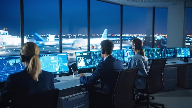 Airport control team night time