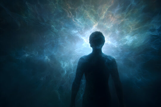 Silhouette of human astral human body concept image or near death experience, pirituality, and meditatio&nbsp;