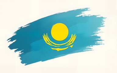 December 16, kazakhstan independence day, vector template. Kazakh flag painted with brush strokes on light background. Kazakhstan national holiday december 16th. Happy independence day greeting card