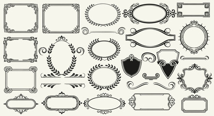 Elegant vintage ornamental frames and borders collection for classic design projects