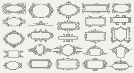 Elegant vintage ornate decorative frames and borders for design projects and invitations